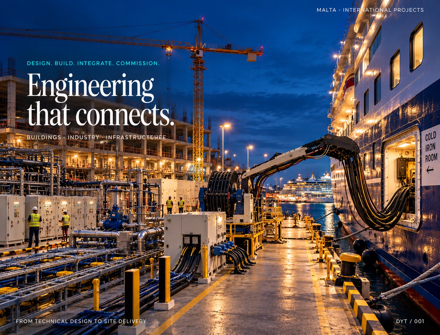 Shore power and engineering infrastructure at a port